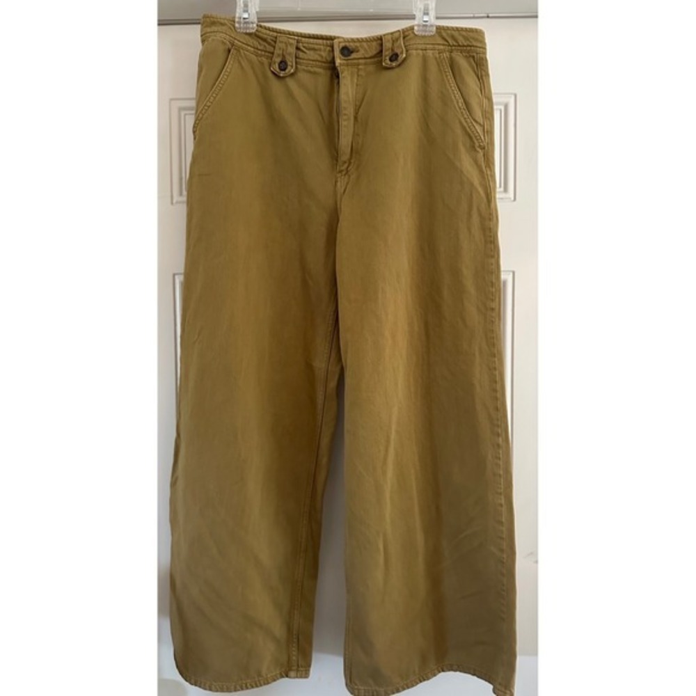 Anthropologie Pilcro Wide Leg Utility Pants Mustard Yellow Gold Size 32 - Picture 6 of 6